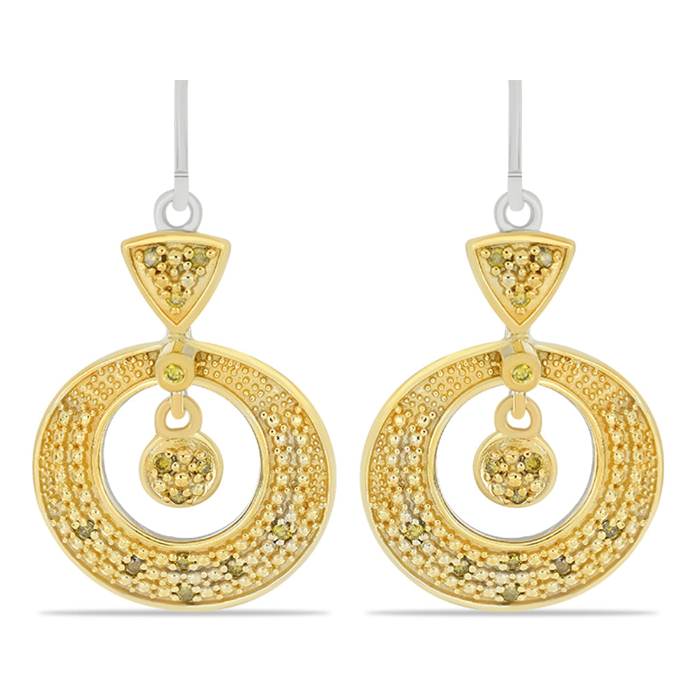 Silberohrringe mit gelbem Diamant