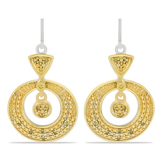 Silberohrringe mit gelbem Diamant