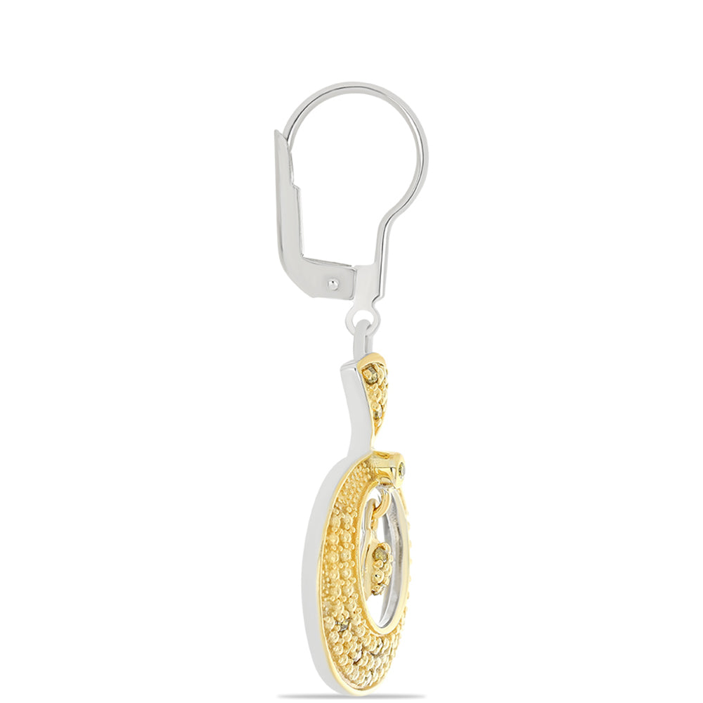 Silberohrringe mit gelbem Diamant 2 