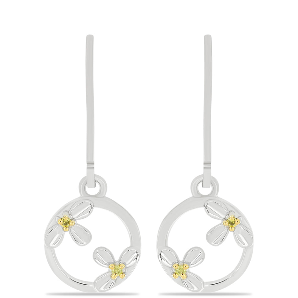 Silberohrringe mit gelbem Diamant 1 