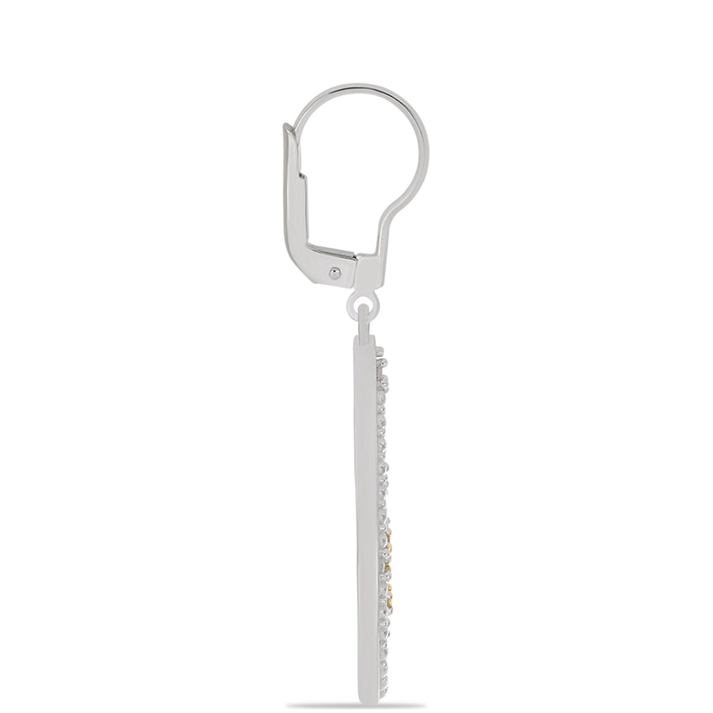 Silberohrringe mit gelbem Diamant und weißem Diamant 2 