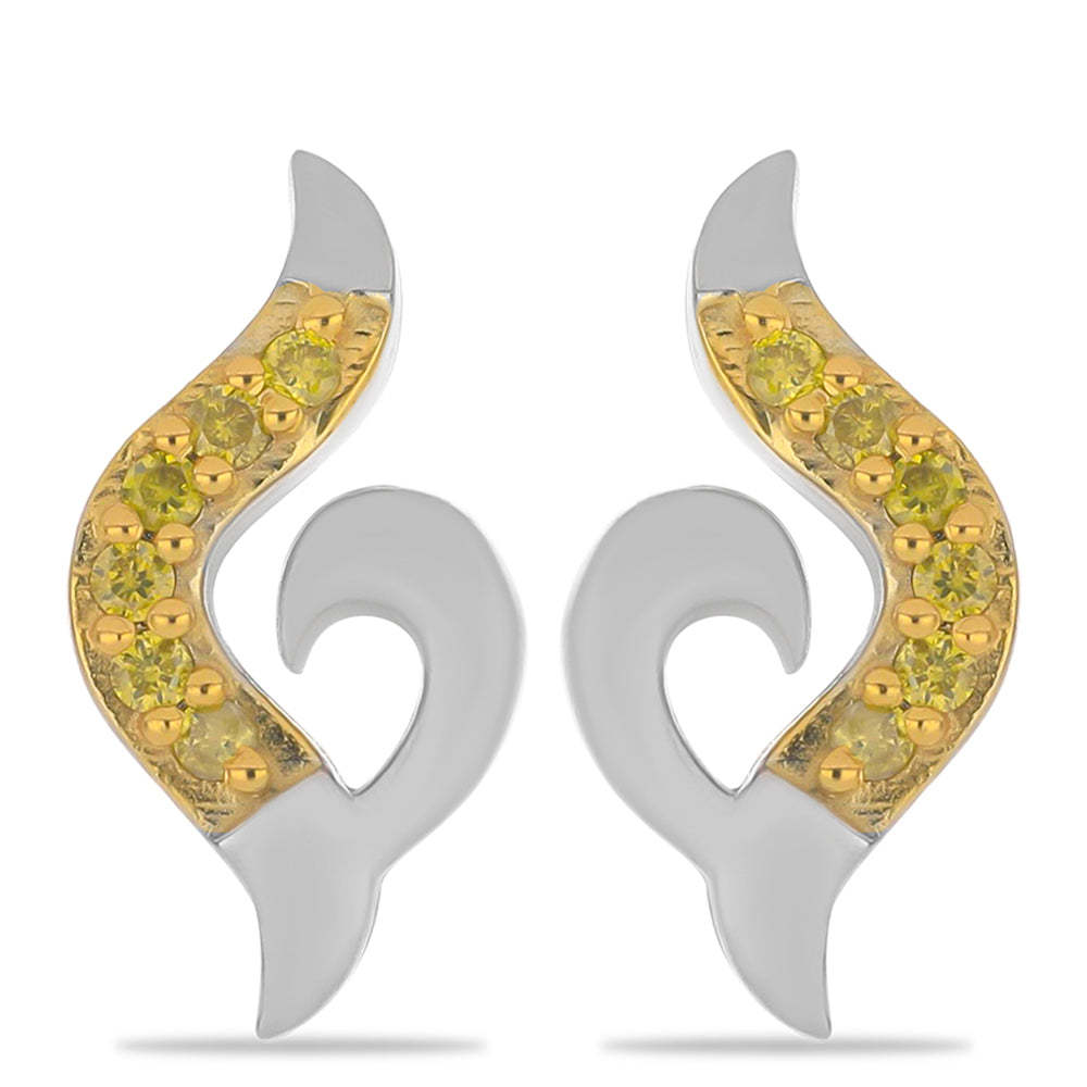 Silberohrringe mit gelbem Diamant 1 