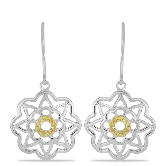 Silberohrringe mit gelbem Diamant