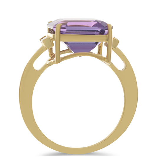 Goldring mit marokkanischem Amethyst und weißem Zirkon