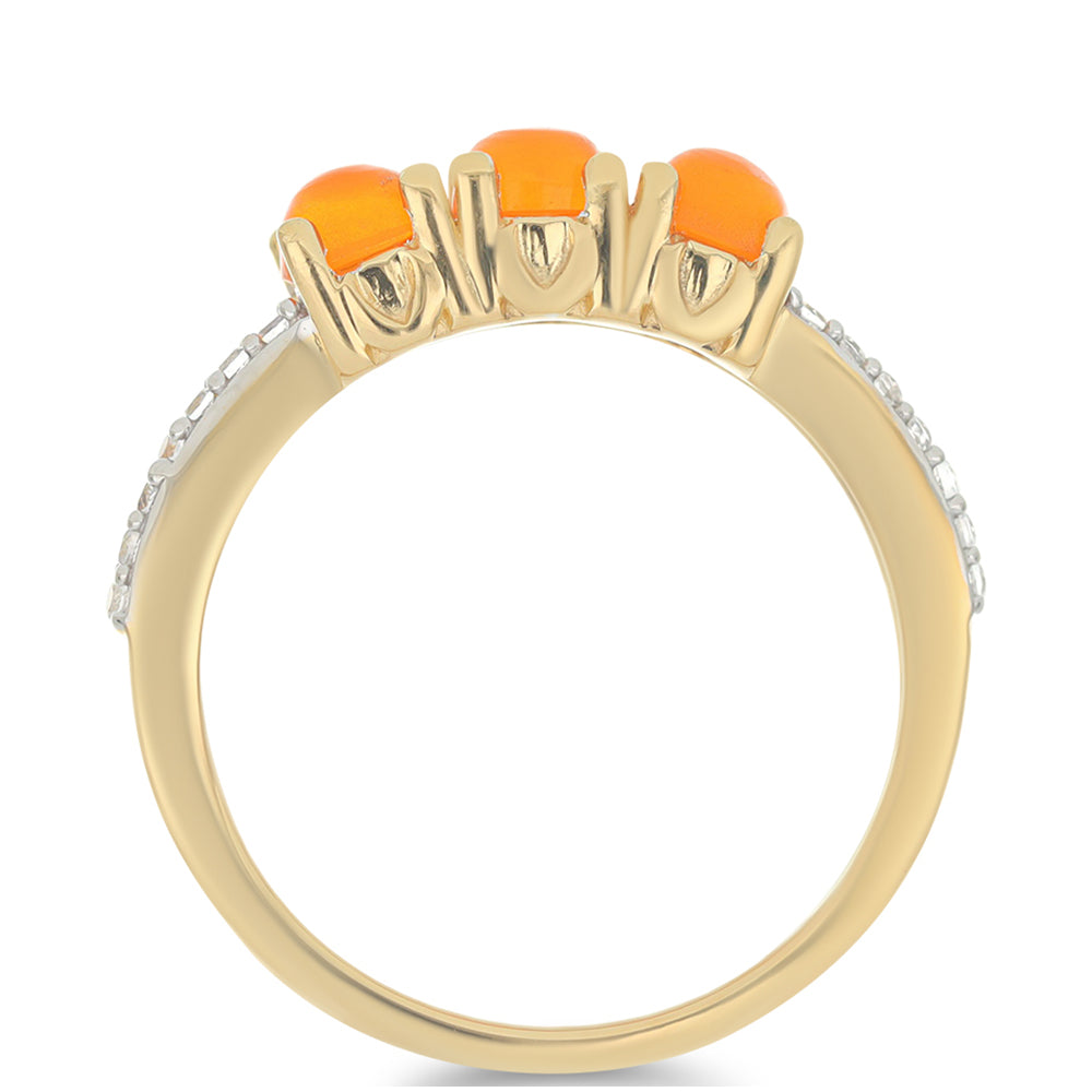 Goldplattierter Silberring mit Feueropal aus Lega Dembi und weißem Topas 2 