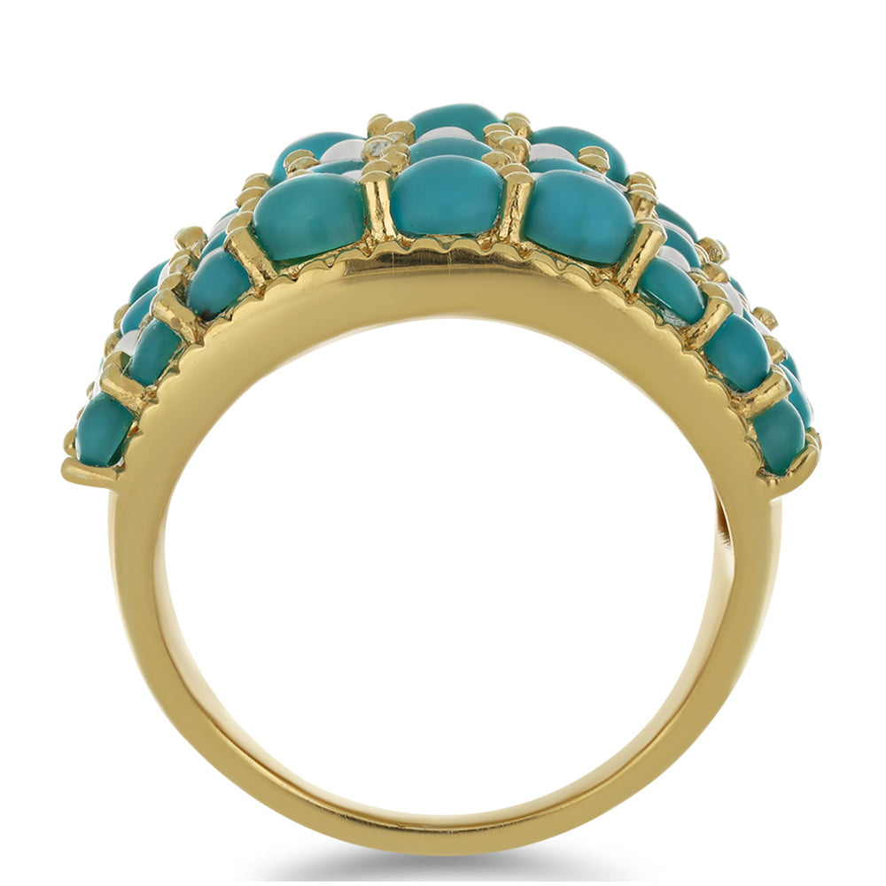 Goldplattierter Silberring mit Dornröschen Türkis und weißer Süßwasserperle 2 