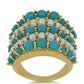 Goldplattierter Silberring mit Dornröschen Türkis und weißer Süßwasserperle