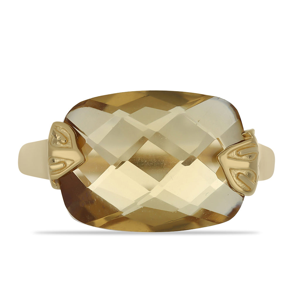 Goldplattierter Silberring mit Cognac-Quarz 1 