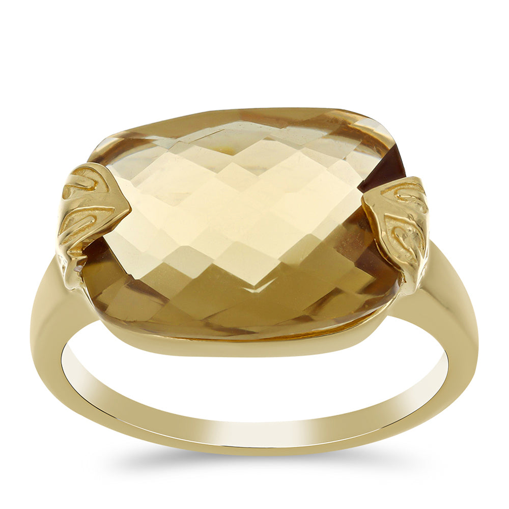 Goldplattierter Silberring mit Cognac-Quarz