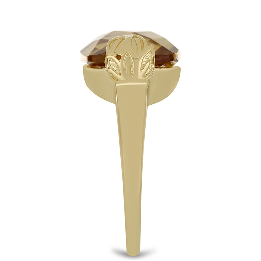 Goldplattierter Silberring mit Cognac-Quarz 4 