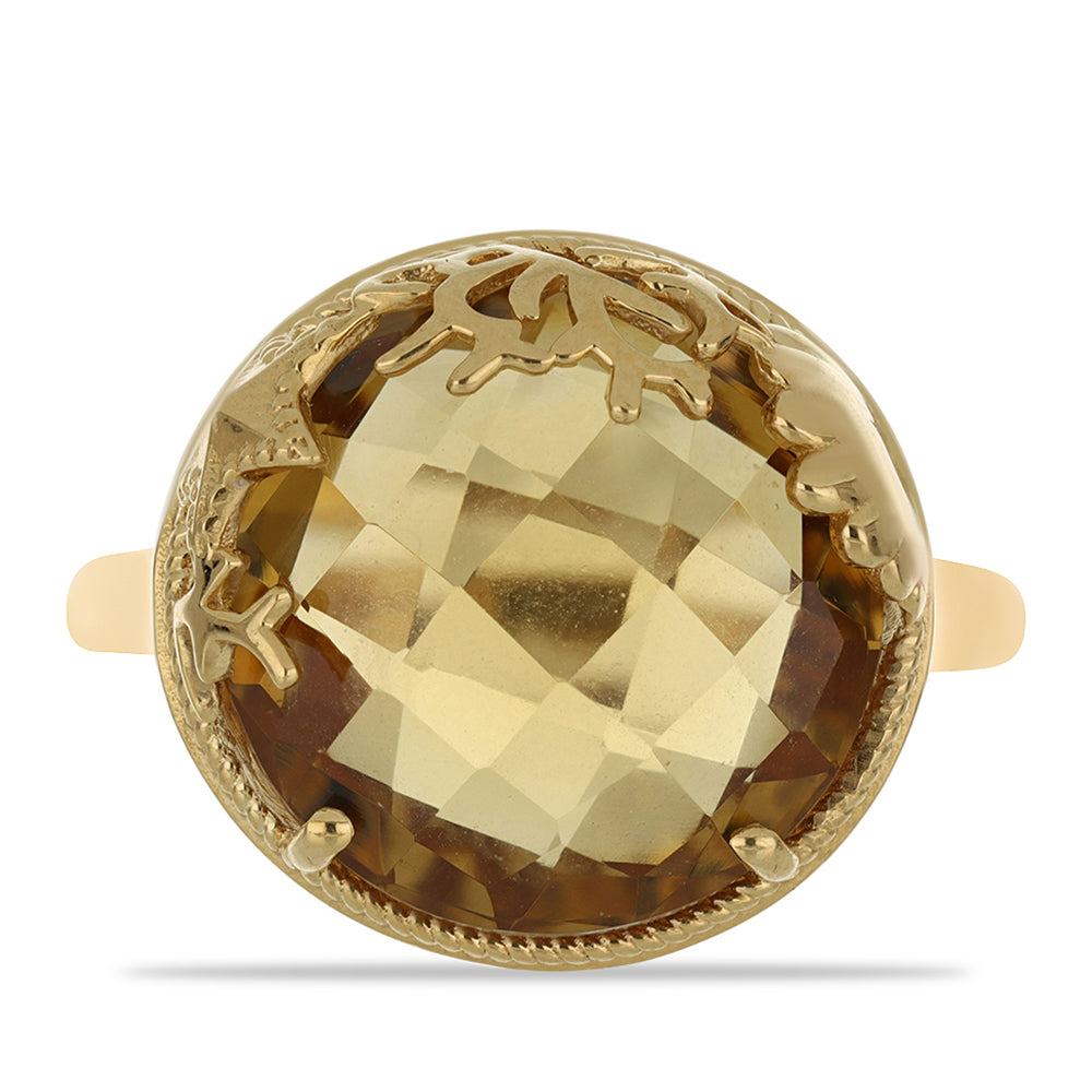 Goldplattierter Silberring mit Cognac-Quarz 1 