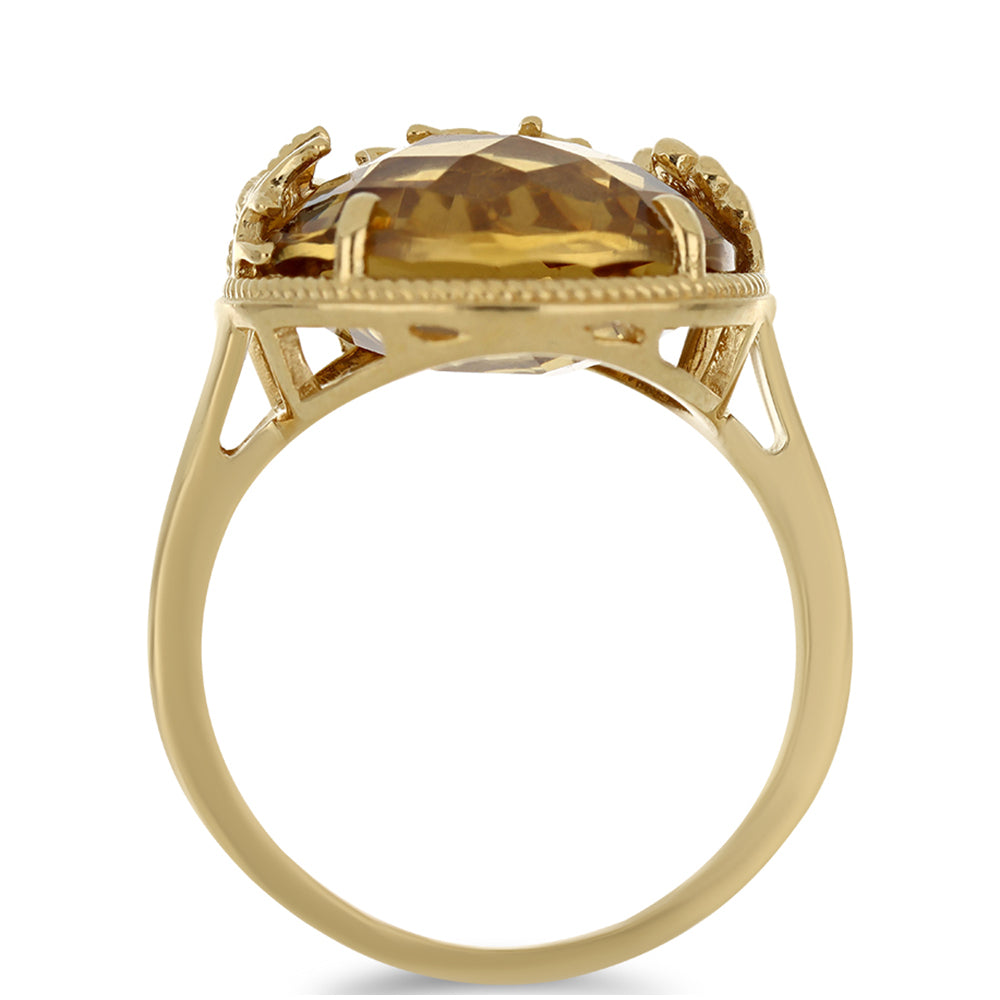 Goldplattierter Silberring mit Cognac-Quarz 2 