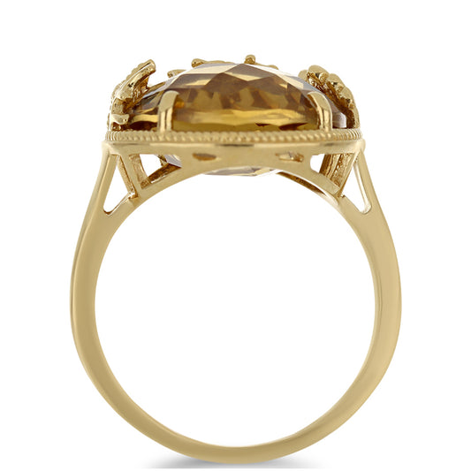 Goldplattierter Silberring mit Cognac-Quarz