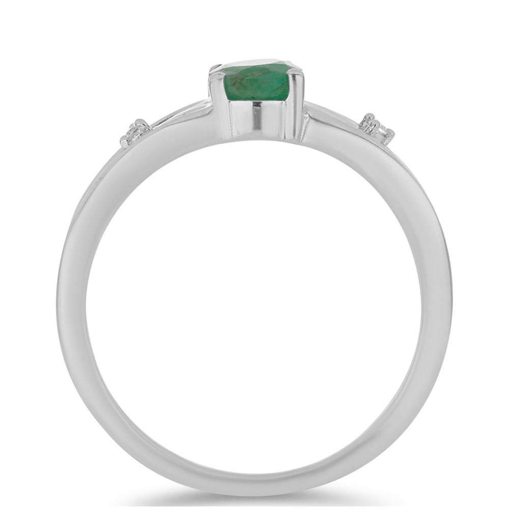 Silberring mit brasilianischem Smaragd und weißem Topas 2 