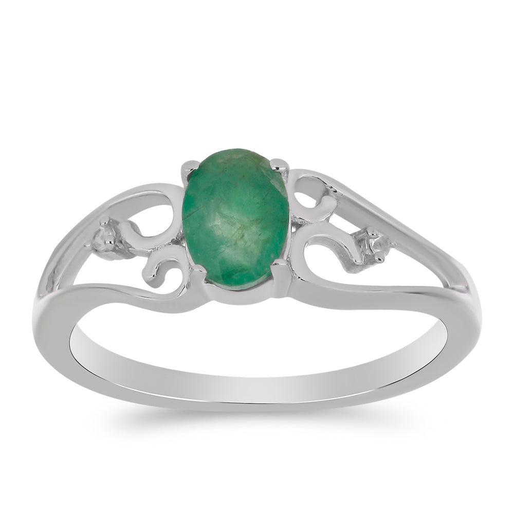 Silberring mit brasilianischem Smaragd und weißem Topas