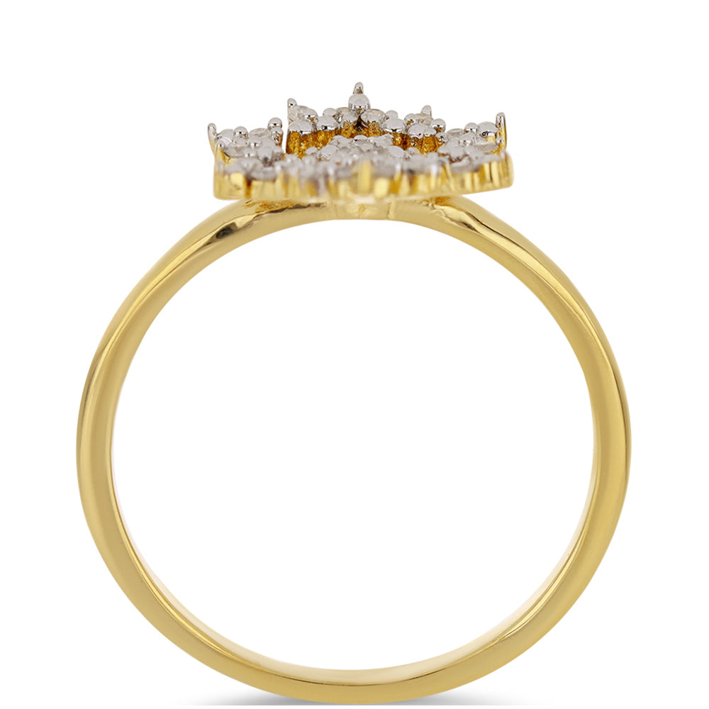 Goldplattierter Silberring mit weißem Diamant 2 