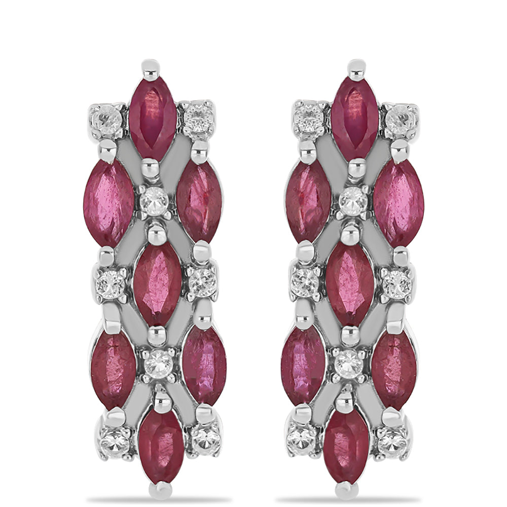 Silberohrringe mit Rubin aus Madagaskar und weißem Topas
