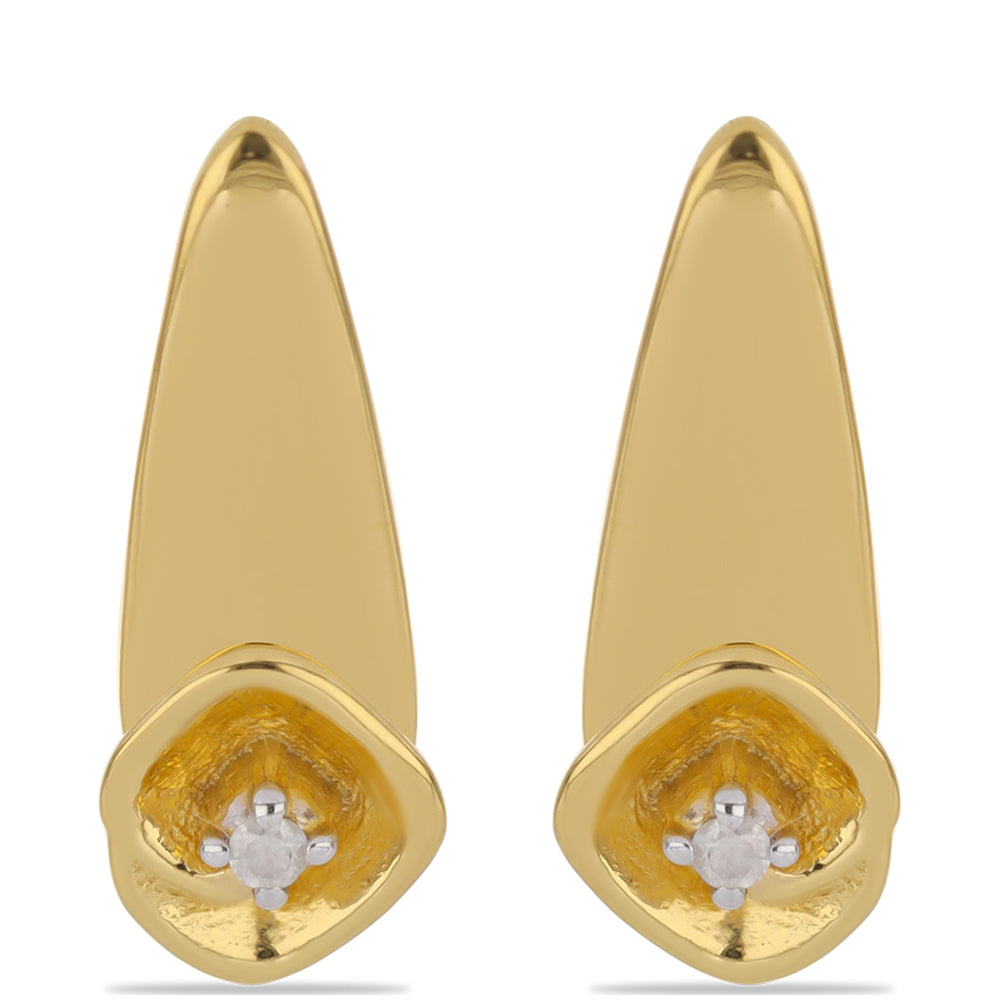 Goldplattierte Silberohrringe mit weißem Diamant 1 