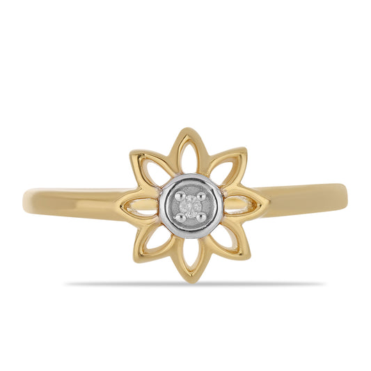 Goldplattierter Silberring mit weißem Diamant