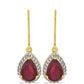 Goldplattierte Silberohrringe mit Rubin aus Madagaskar und weißem Topas