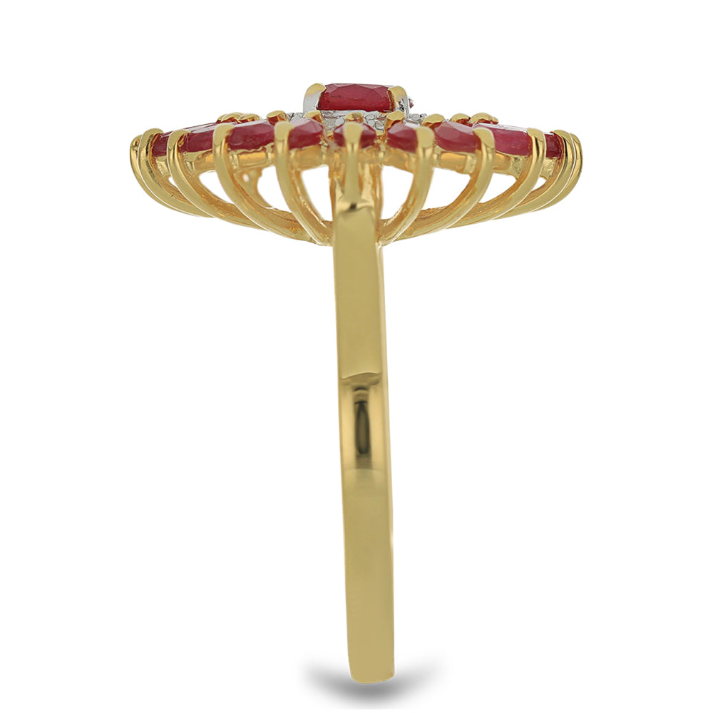 Goldplattierter Silberring mit Rubin aus Madagaskar und weißem Topas 4 