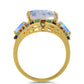 Goldplattierter Silberring mit Regenbogenmondstein und Tansanit