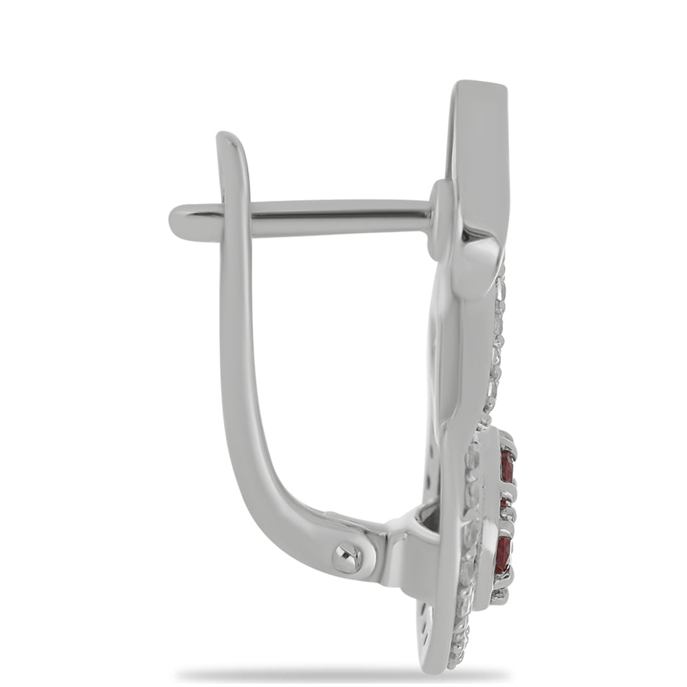Silberohrringe mit Rubin aus Madagaskar und weißem Topas 2 