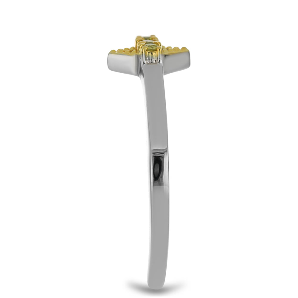 Goldplattierter Silberring mit gelbem Diamant 4 