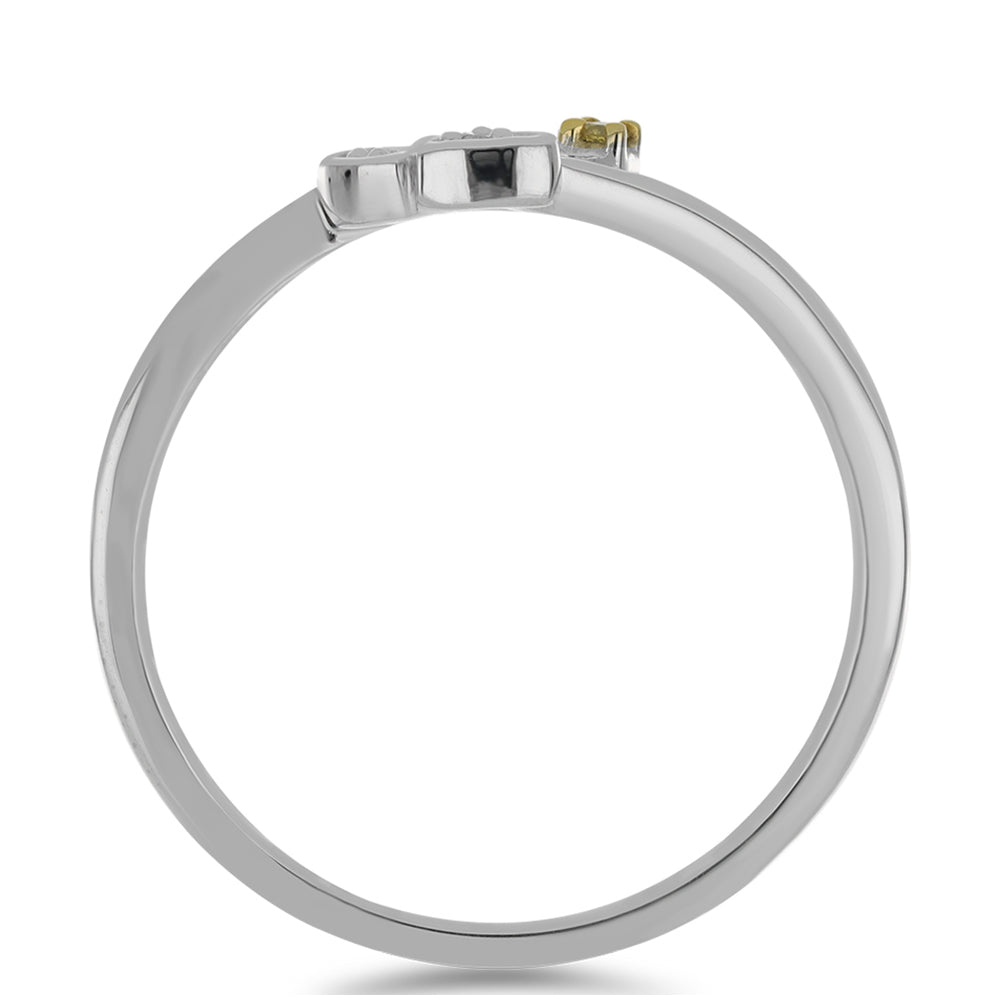 Goldplattierter Silberring mit gelbem Diamant und weißem Diamant 2 