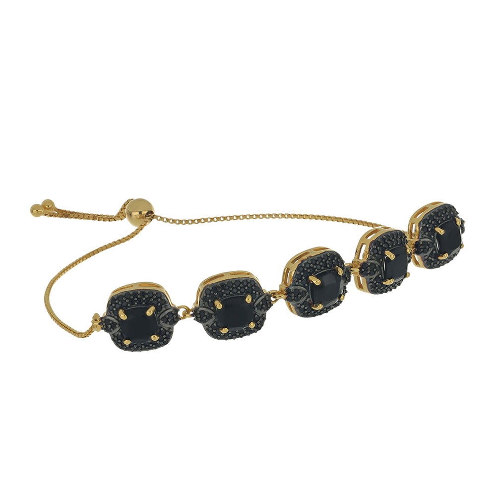 Goldplattiertes Silberarmband mit schwarzem Spinell 1 
