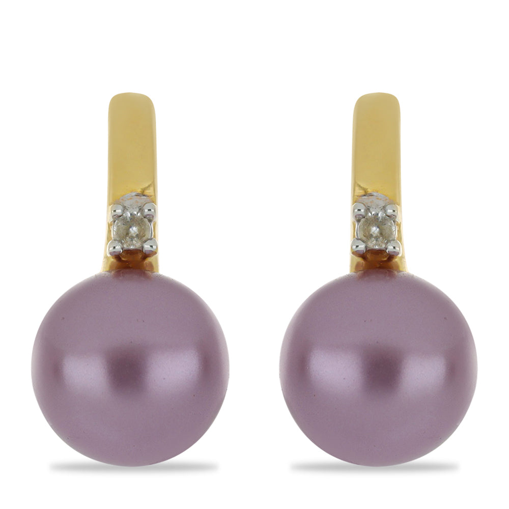 Goldplattierte Silberohrringe mit lilafarbener Süßwasserperle und weißem Topas