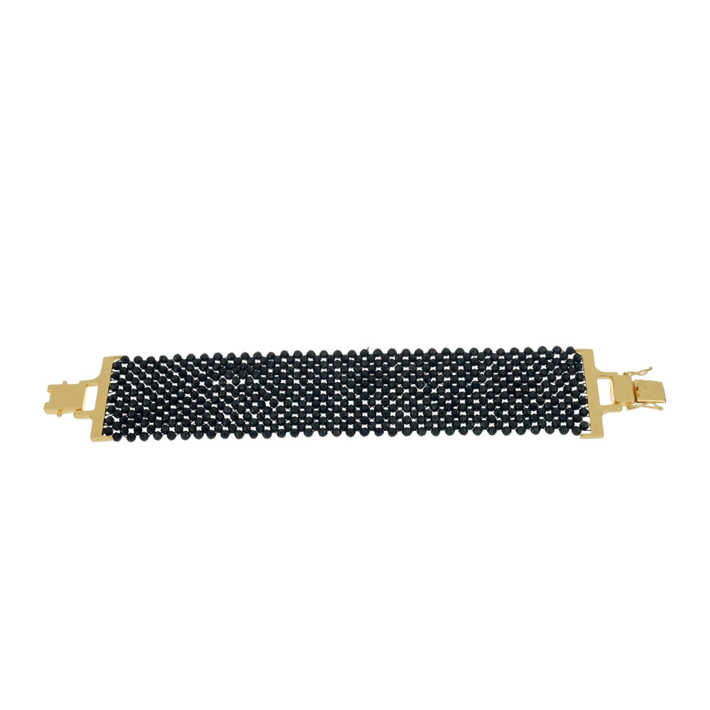 Goldplattiertes Silberarmband mit schwarzem Spinell