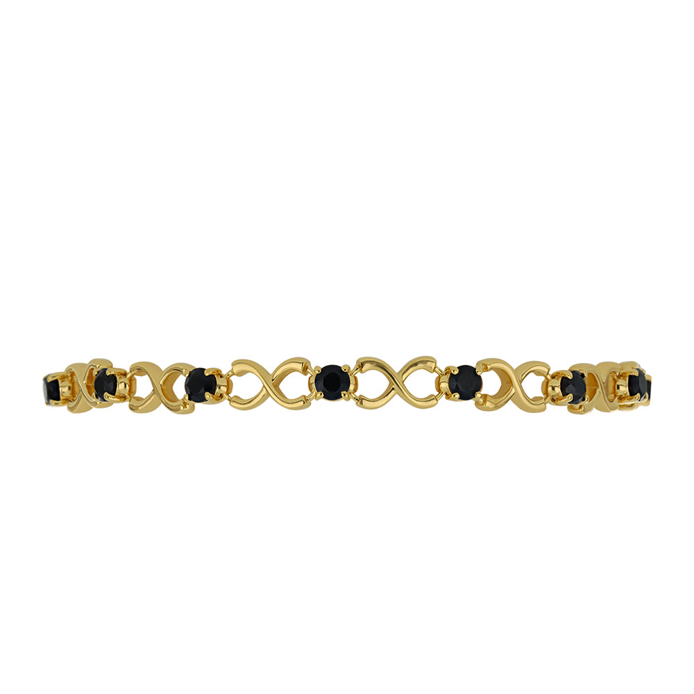 Goldplattiertes Silberarmband mit schwarzem Spinell 2 