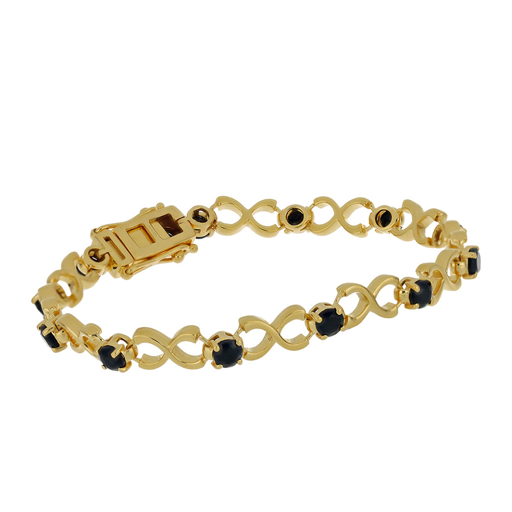 Goldplattiertes Silberarmband mit schwarzem Spinell 1 