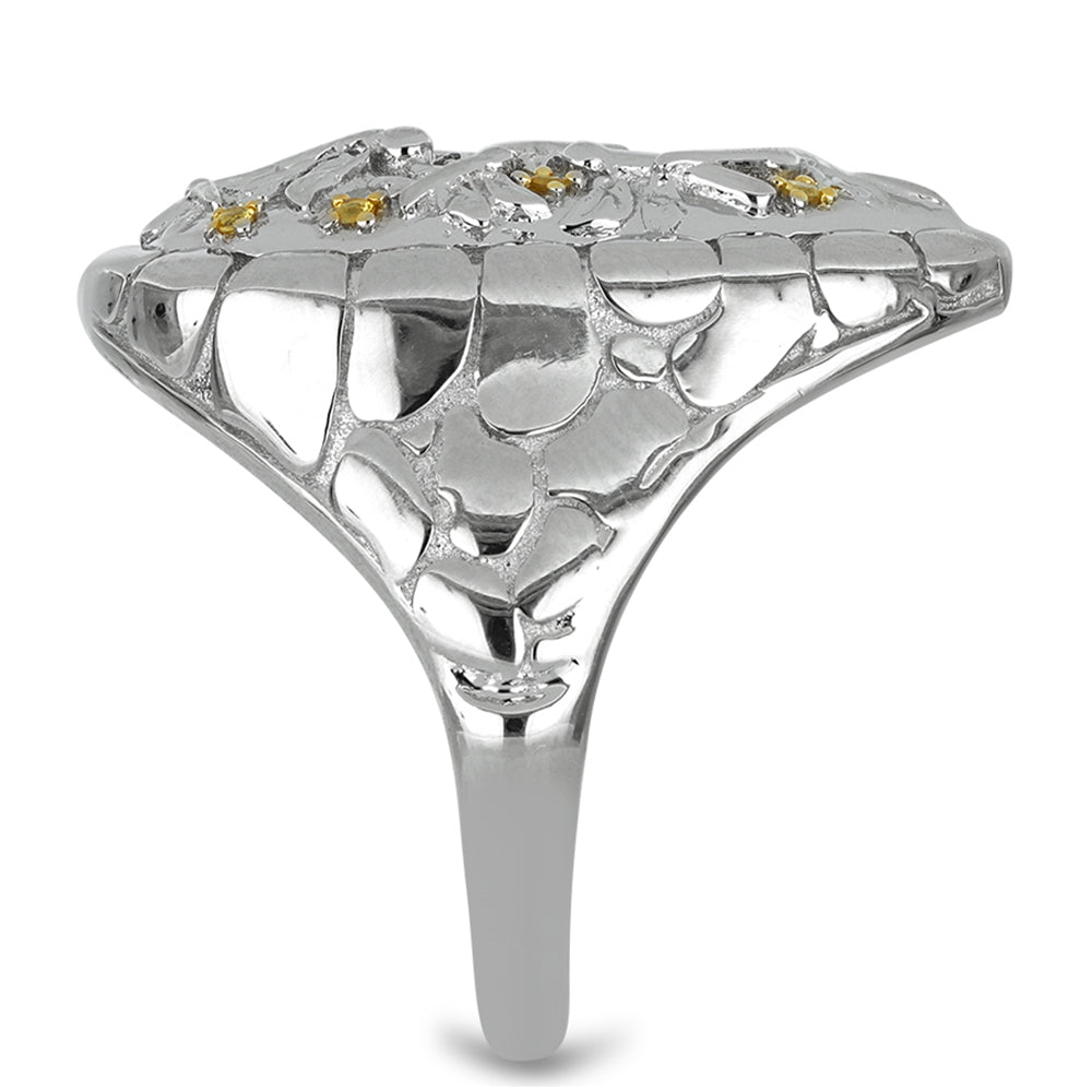 Goldplattierter Silberring mit Zitrin aus dem Ural 4 
