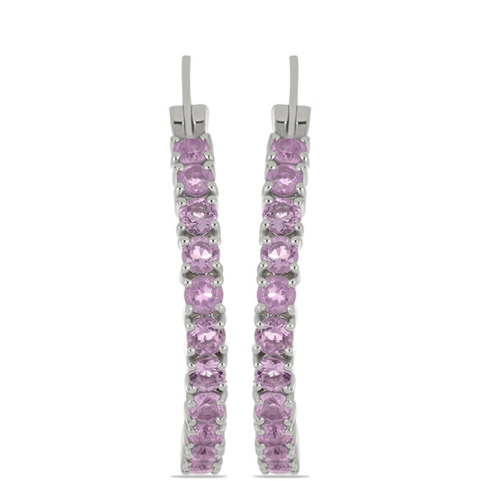 Silberohrringe mit Rose De France Amethyst