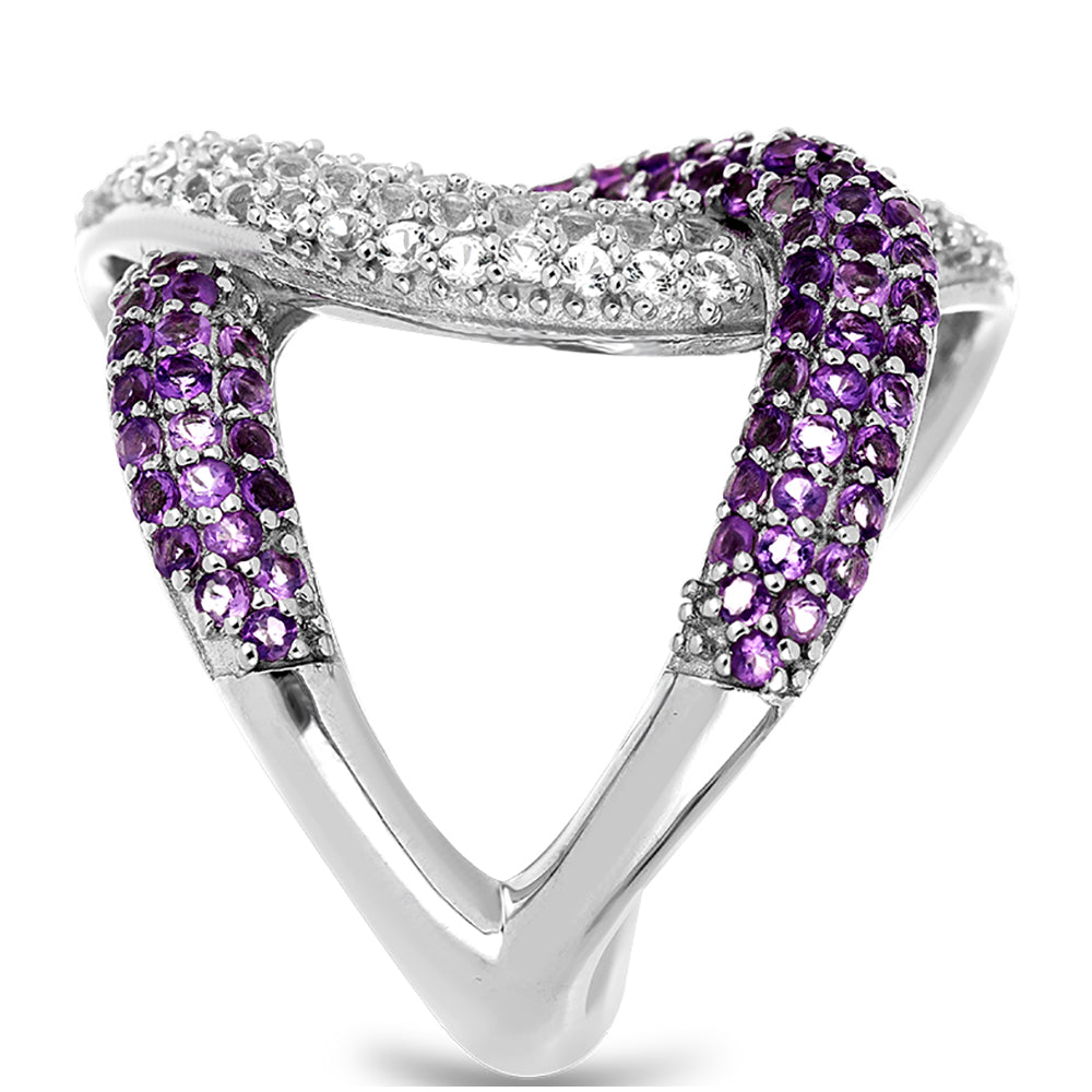 Silberring mit Rose De France Amethyst und weißem Topas 3 