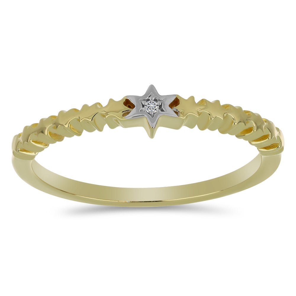 Goldplattierter Silberring mit weißem Diamant 3 