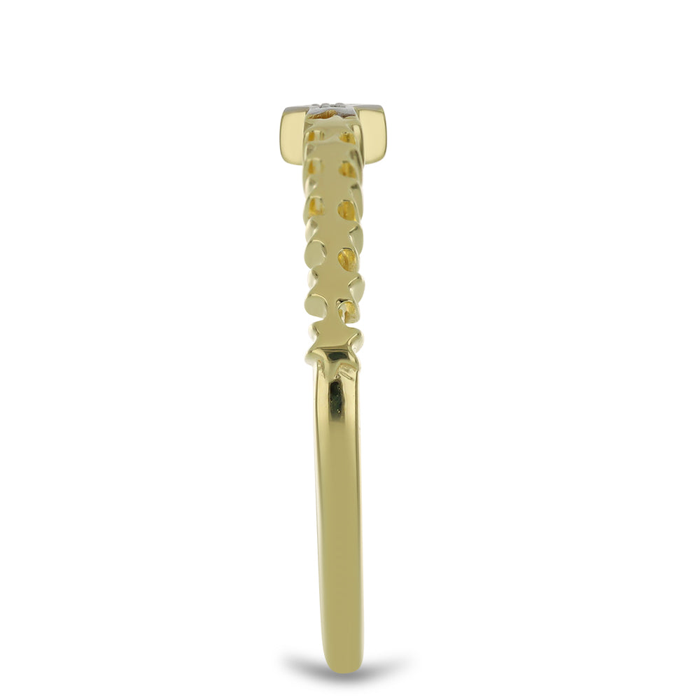 Goldplattierter Silberring mit weißem Diamant 4 