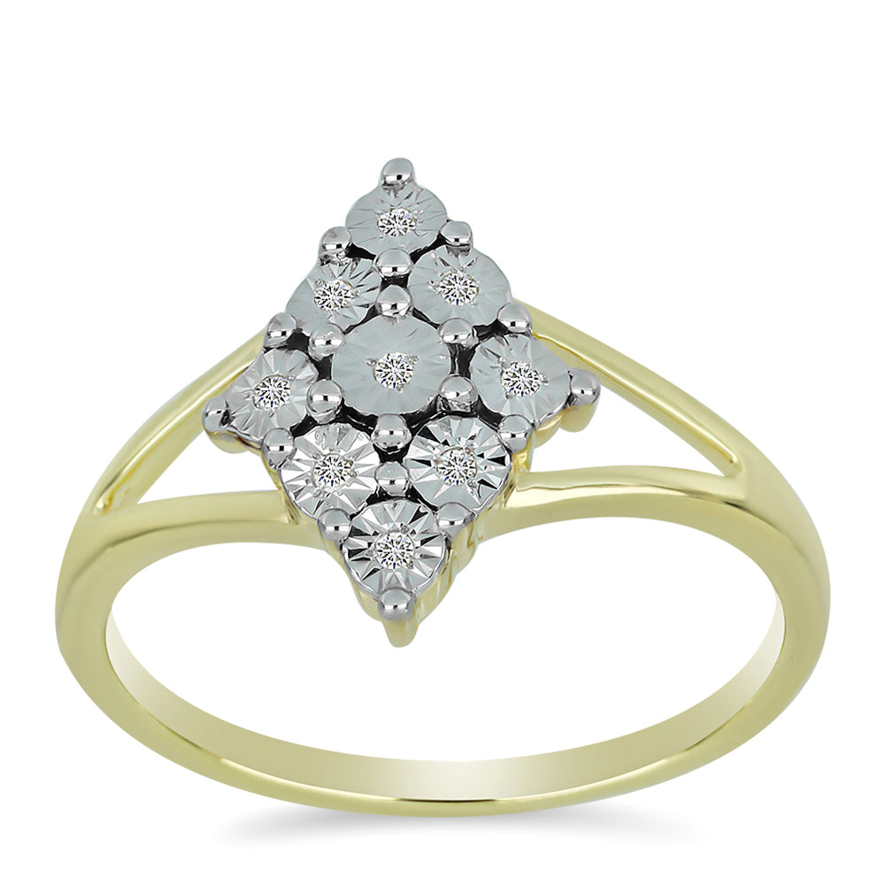 Goldplattierter Silberring mit weißem Diamant 2 