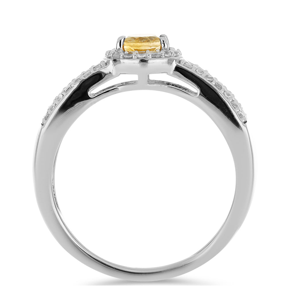 Silberring mit Zitrin aus dem Ural und weißem Topas 2 