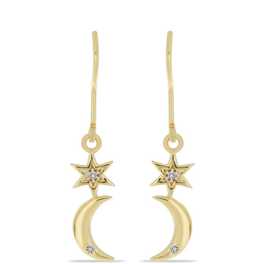 Goldplattierte Silberohrringe mit weißem Diamant