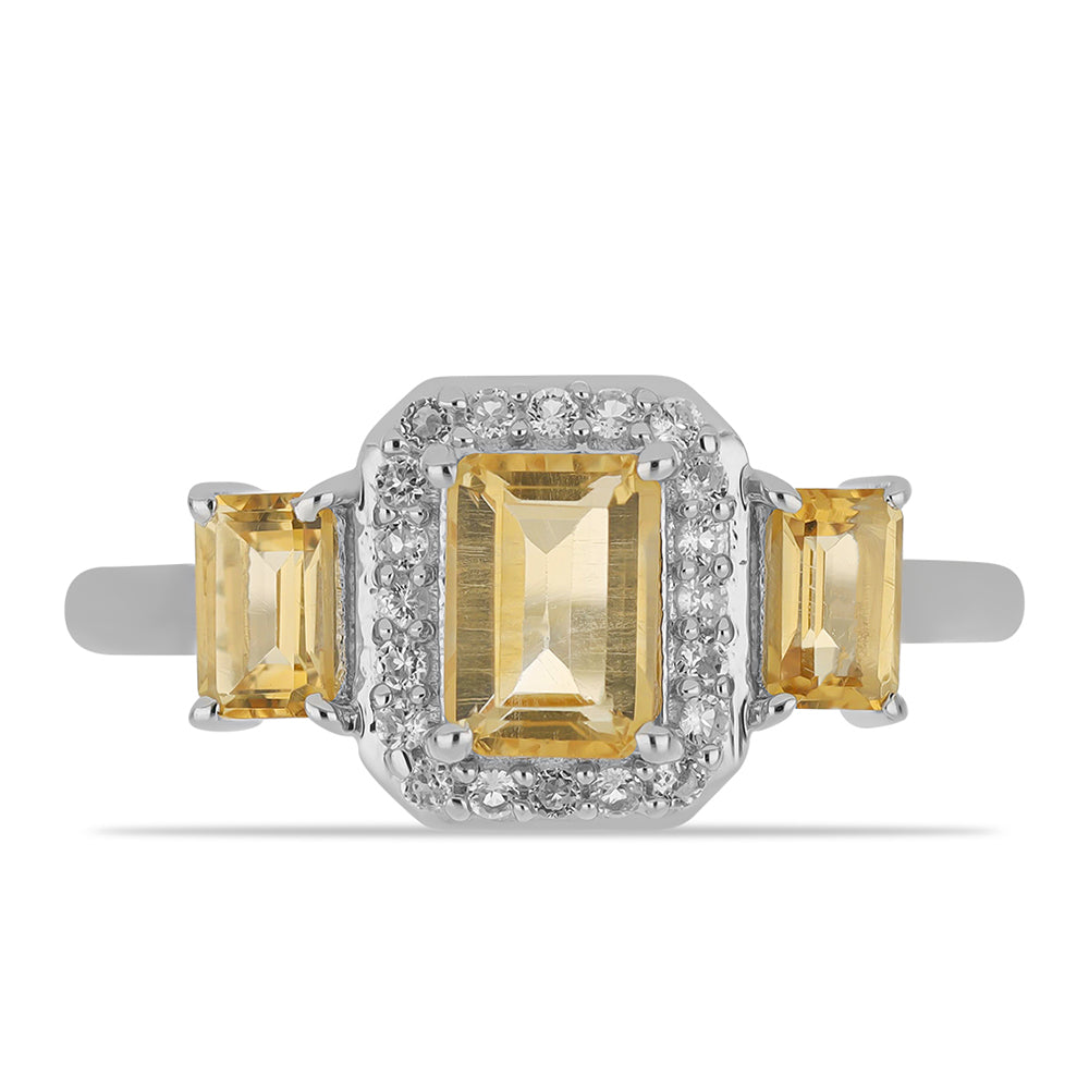 Silberring mit Zitrin aus dem Ural und weißem Topas 1 