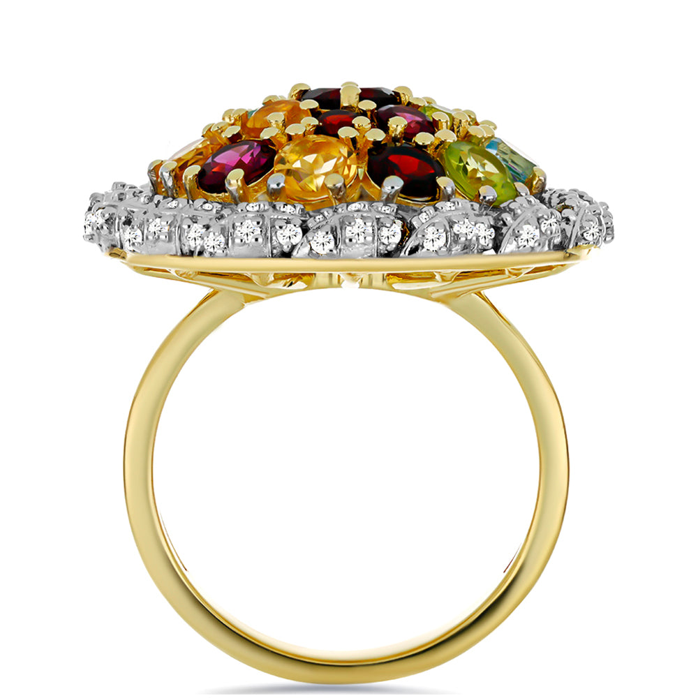 Goldplattierter Silberring mit Barton Granat und marokkanischem Amethyst 2 