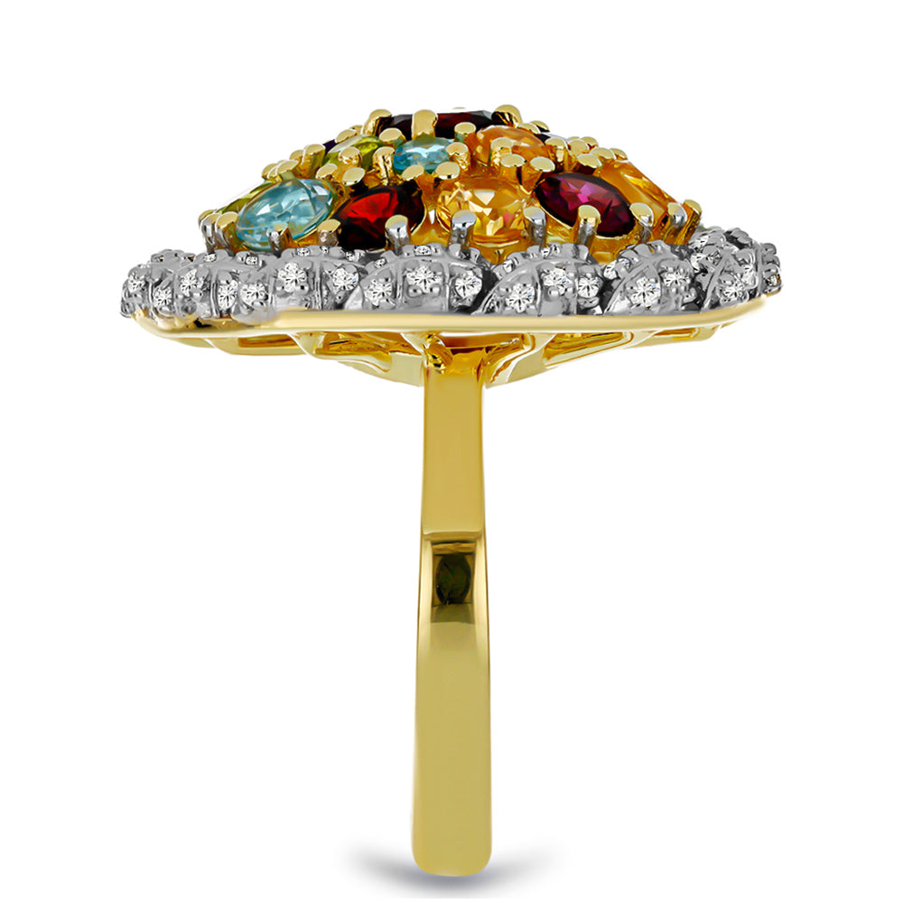 Goldplattierter Silberring mit Barton Granat und marokkanischem Amethyst