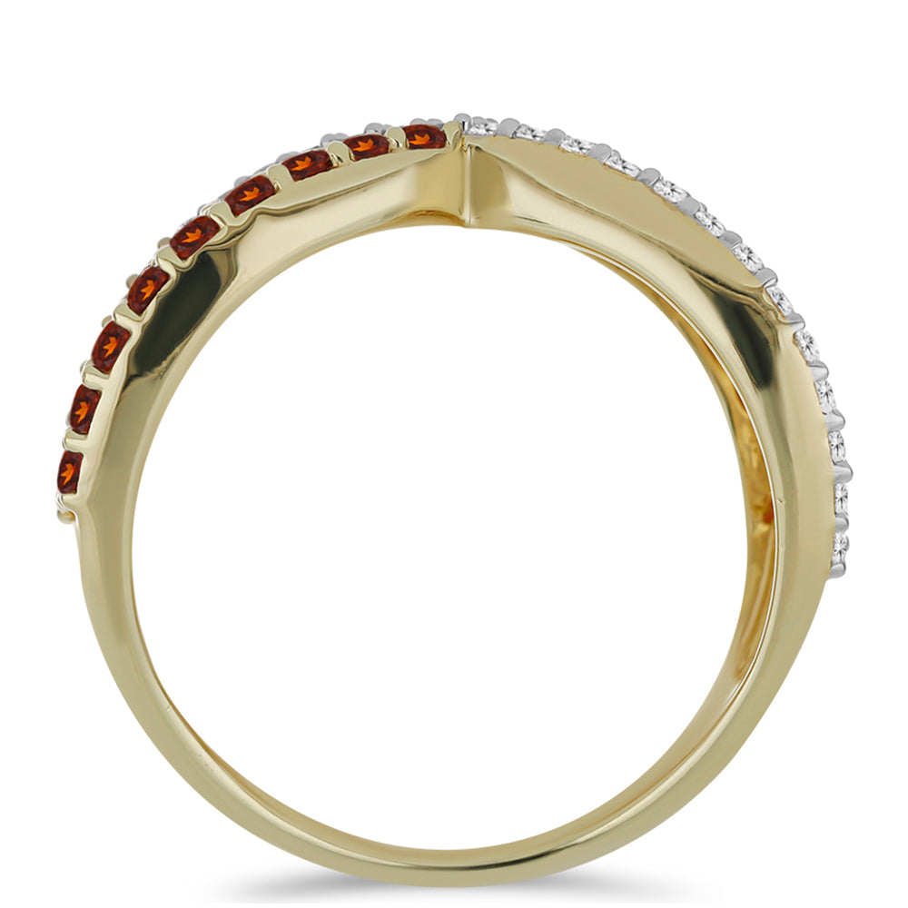 Goldplattierter Silberring mit Barton Granat und weißem Topas 2 