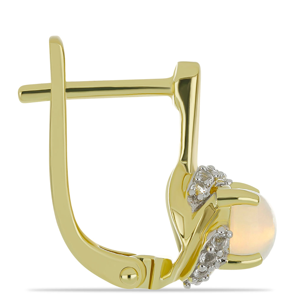 Goldplattierte Silberohrringe mit äthiopischem Opal aus Lega Dembi und weißem Topas 2 