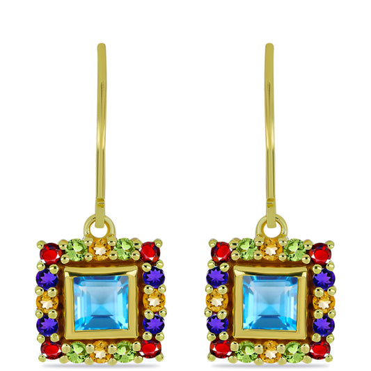 Goldplattierte Silberohrringe mit marokkanischem Amethyst und Zitrin aus dem Ural