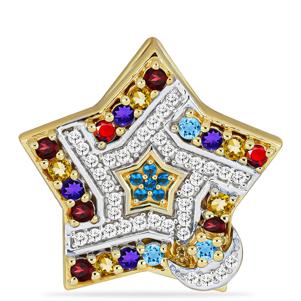 Goldplattierter Silberanhänger mit marokkanischem Amethyst und Zitrin aus dem Ural 1 