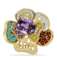 Goldplattierter Silberring mit marokkanischem Amethyst und Peridot aus Changbai